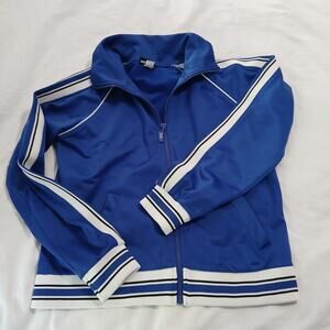 VTG Wet Seal Large Royal Blue Track Jacket Raglan Striped Long-Sleeves Polyester
